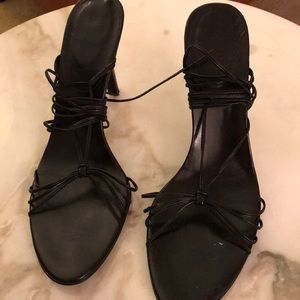 Black Lace Up Party Sandals